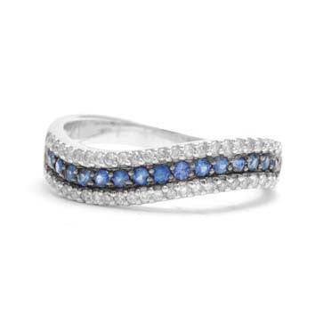 Ladies Blue Sapphire and Diamond Ring