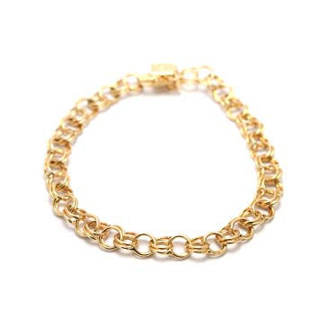 Buy 10k Two-tone Gold 6.3mm Double Link Bracelet 8 Inch Online in India -  Etsy