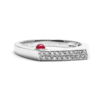 Ladies Diamond and Ruby Bar Ring