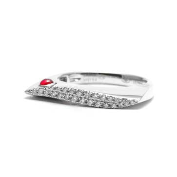 Ladies Diamond and Ruby Wave Ring
