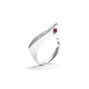 Ladies Diamond and Ruby Wave Ring