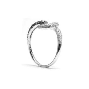 Ladies Swirl Black and White Diamond Ring