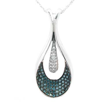 Ladies Blue Diamond Teardrop Pendant